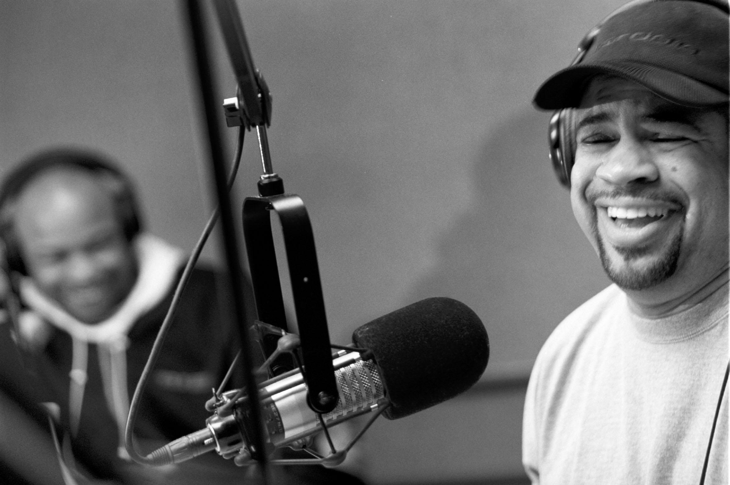 fi/radio-one 01/29/2003 Jahi Chikwendiu/TWP Russ Parr, backed by Supaken, of the Russ Parr Morning S