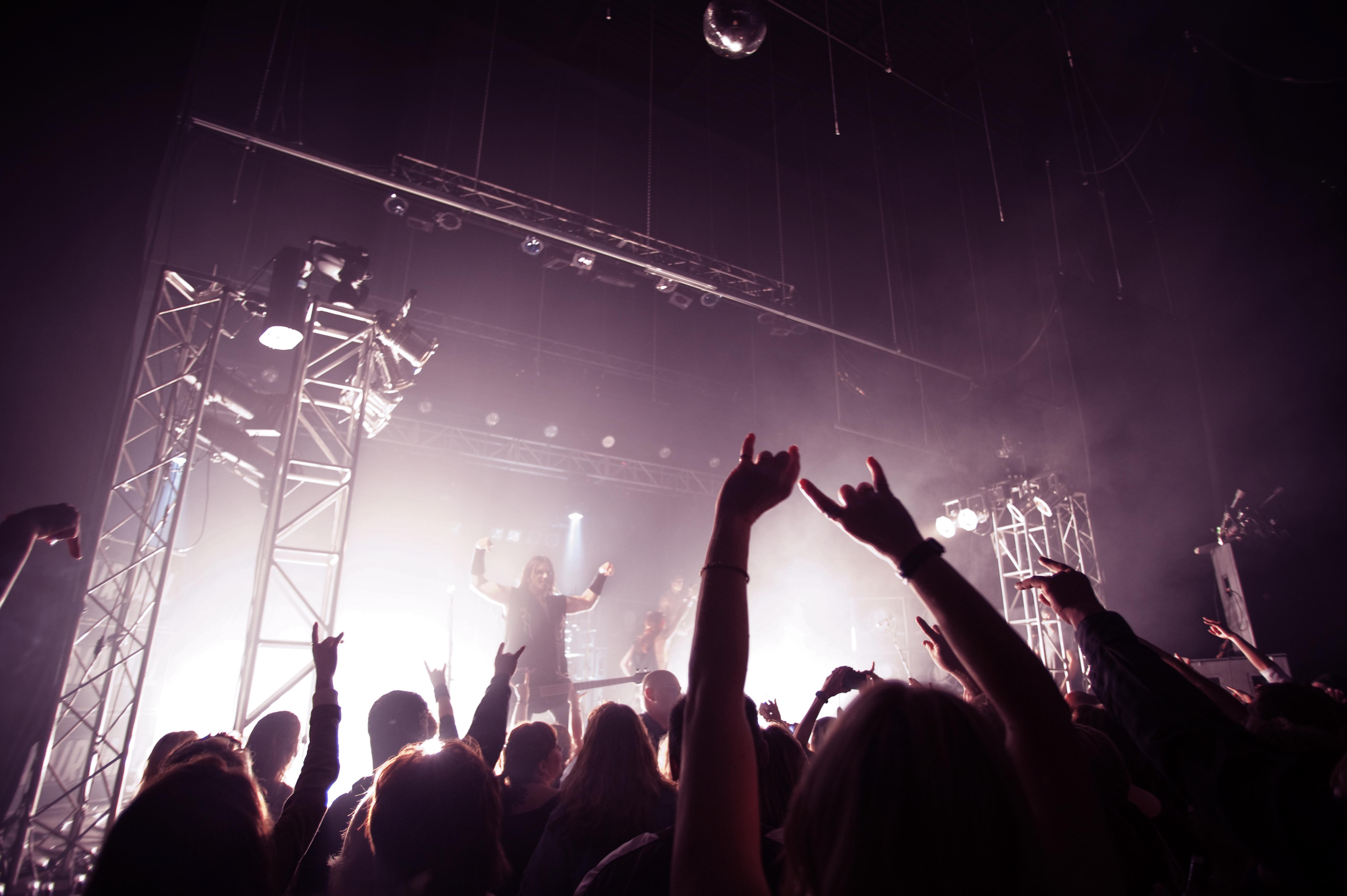 concert crowd saluting band