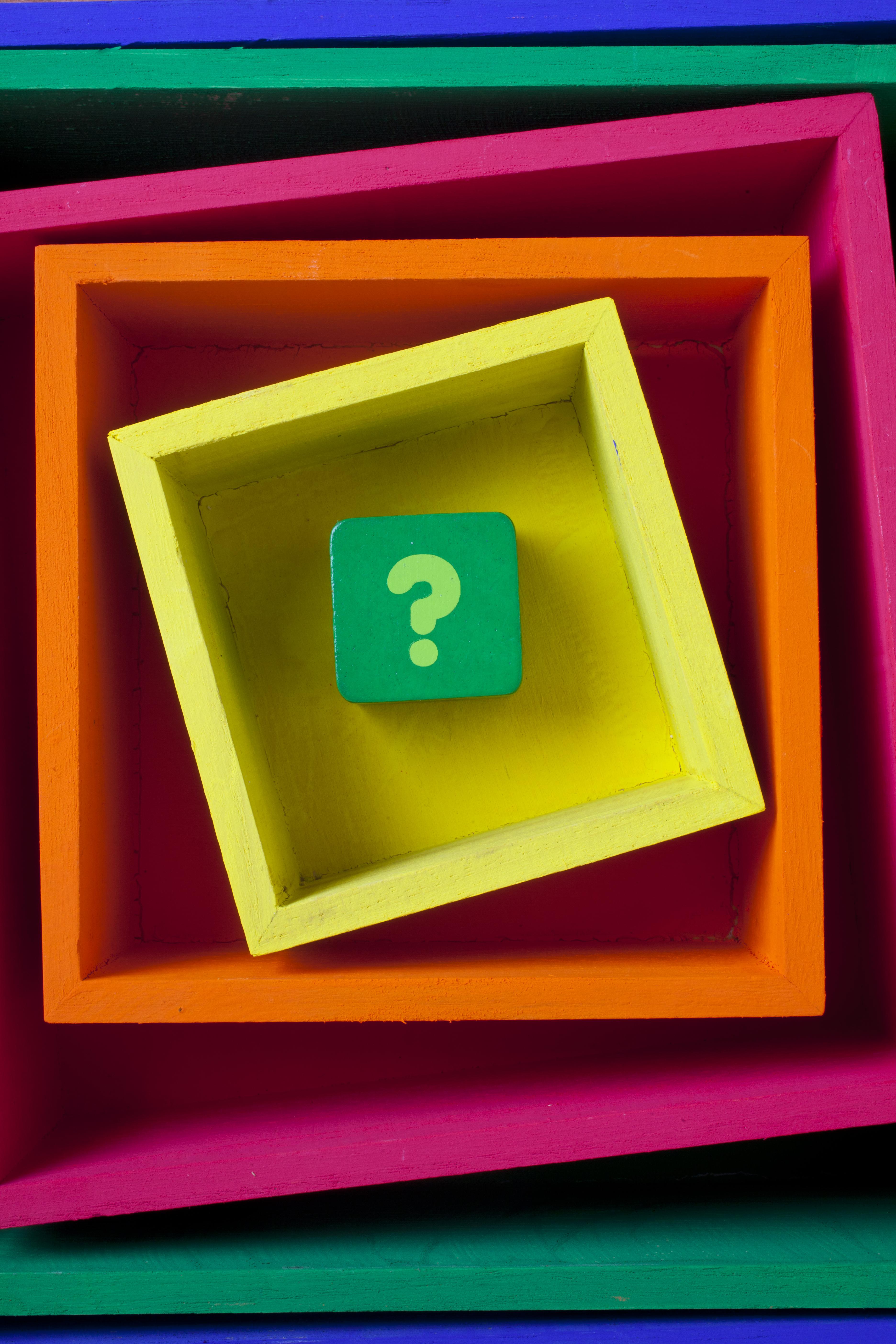 Question mark in boxes