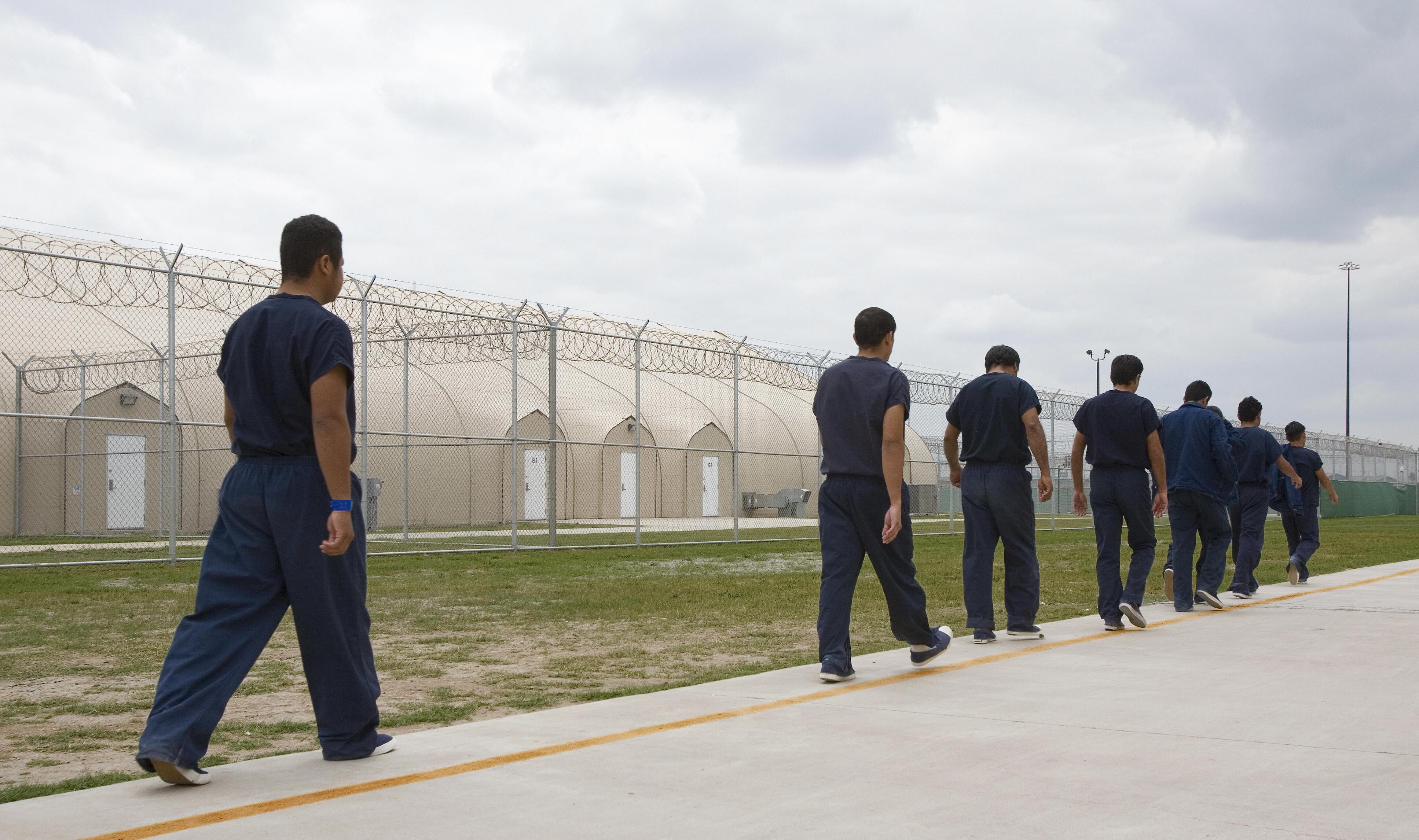 Detainees walk the line inside Homeland...
