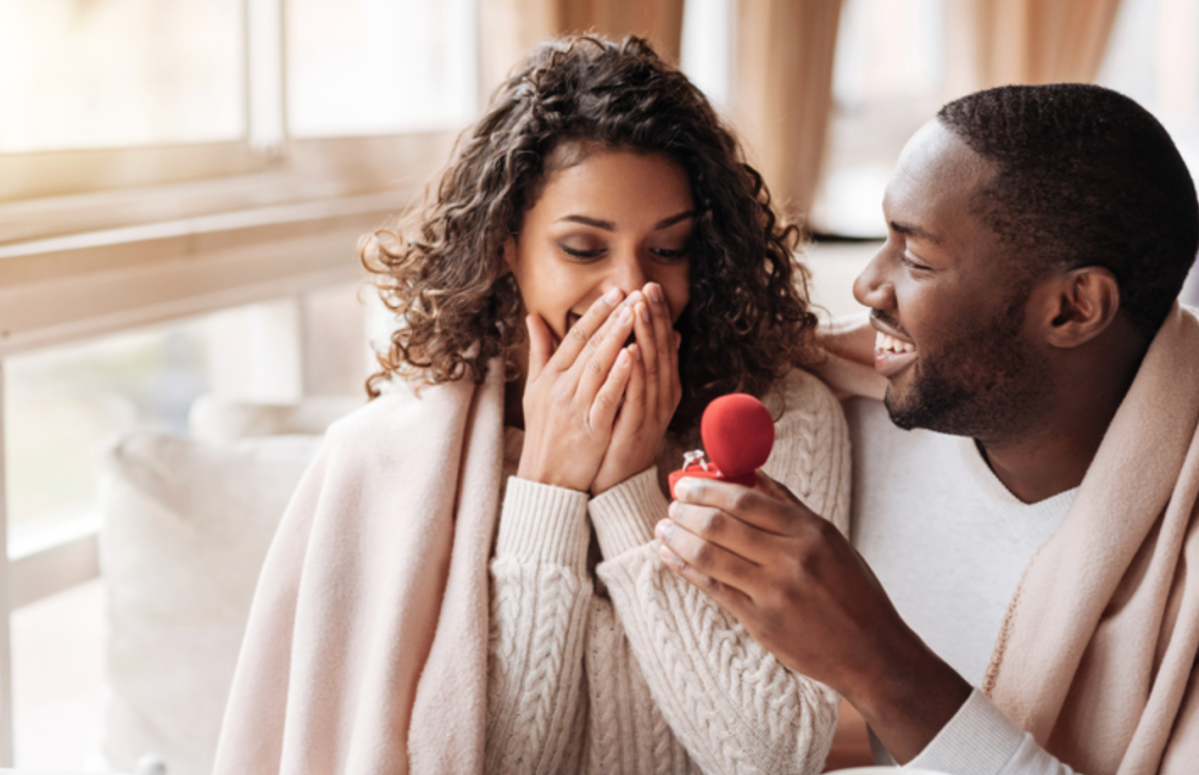 Black Couple Proposal At Table