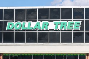 The Dollar Tree logo is seen outside of its store at the...