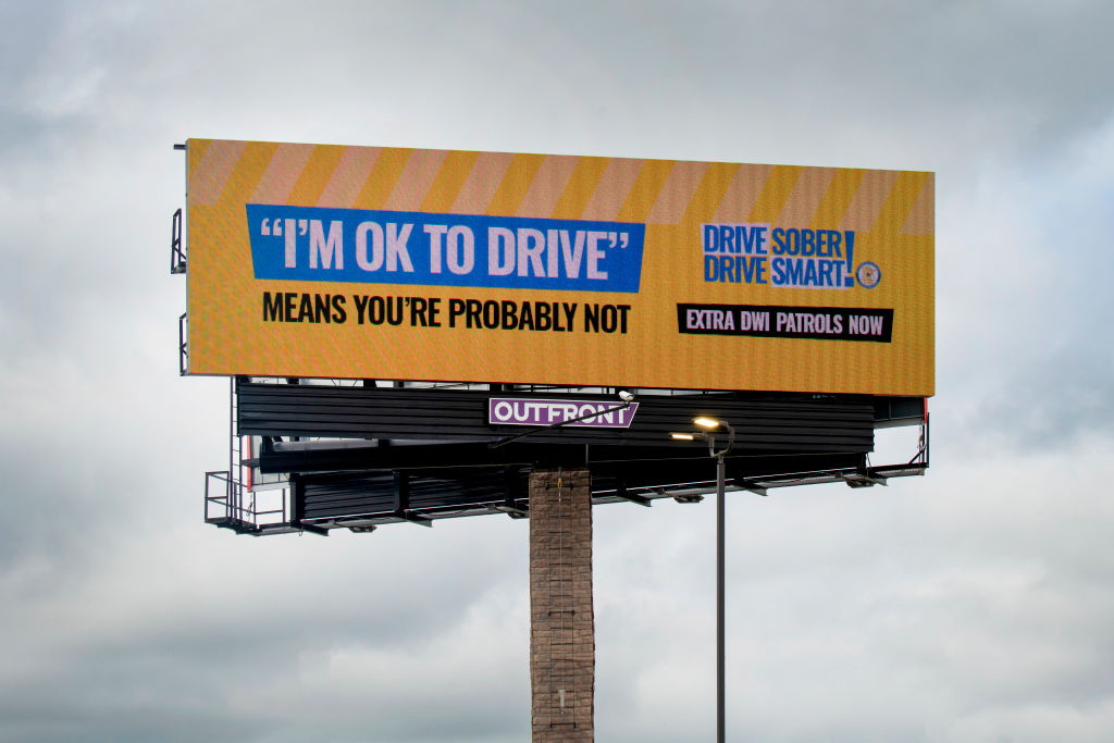 Drive Smart billboard with extra dwi patrols on duty to watch for drivers drinking and driving in Minnesota