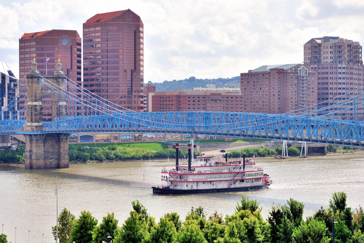 Riverboat Under the Roebling Bridge